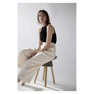 Hackwith Design House Easy Wide Leg Pants in Cream